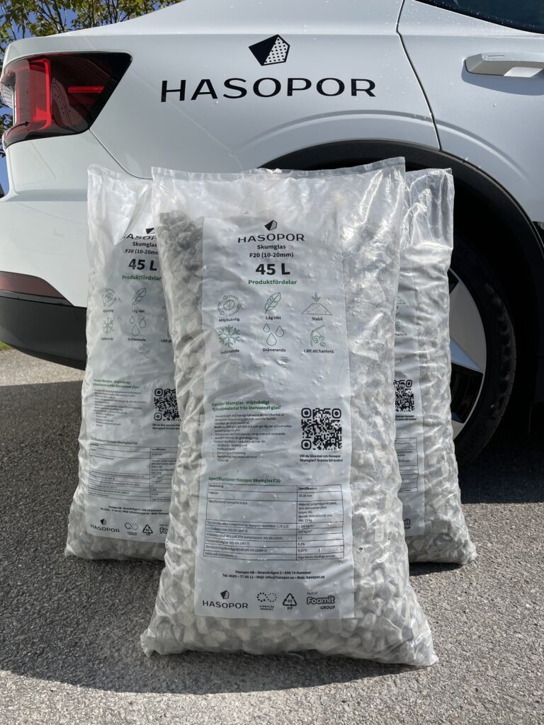 Hasopor skumglas i konsumentsäck